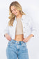 Rhinestone Crop Denim Jacket: Med Wash / S