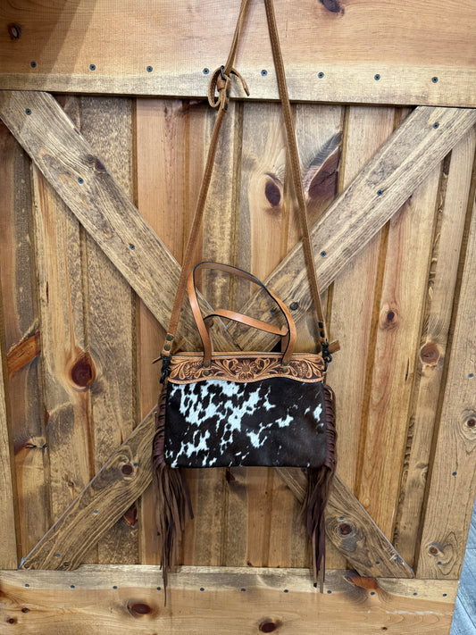 Genuine Leather Cowhide Purse with Fringe