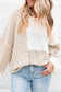 Patchwork Tie Back Oversized Sweater: Oatmeal / XL