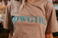 MK406 Cowgirl Sequins engraved 3D embroidery Tee TAN: Tan / S