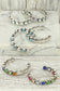 Western Square Cut Crystal Hoop Earrings : Iridescent