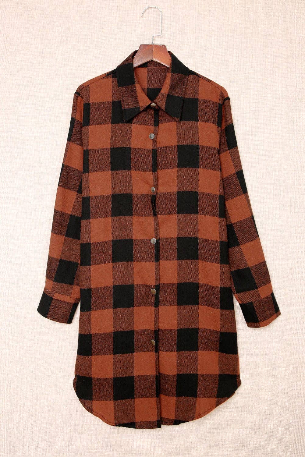 Yule Plaid Button Down Shacket  L / Brown