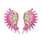 Colored Rhinestone Wing-shaped Earrings Bohemian Style: Green