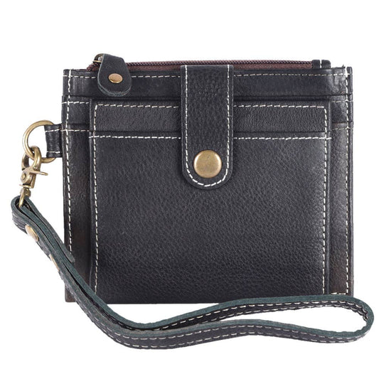Genuine Leather Wristlet Wallet (Black)