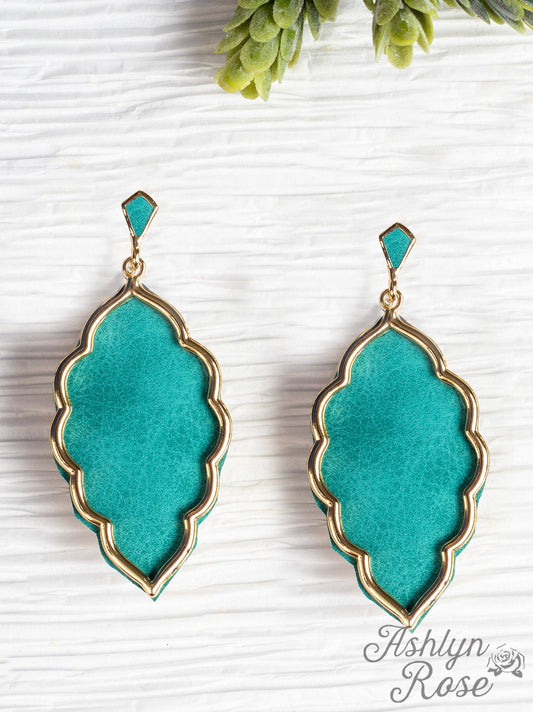 Let's Fall in Love Rain Drop Earrings with Gold Casing, Turquoise: Turquoise / One Size