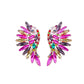 Colored Rhinestone Wing-shaped Earrings Bohemian Style: Golden Color