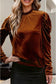 Velvet Frilled Collar Puff Long Sleeve Top | XL