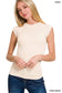 Stone Washed Ribbed Seamless Top: SAND BEIGE/ S/M