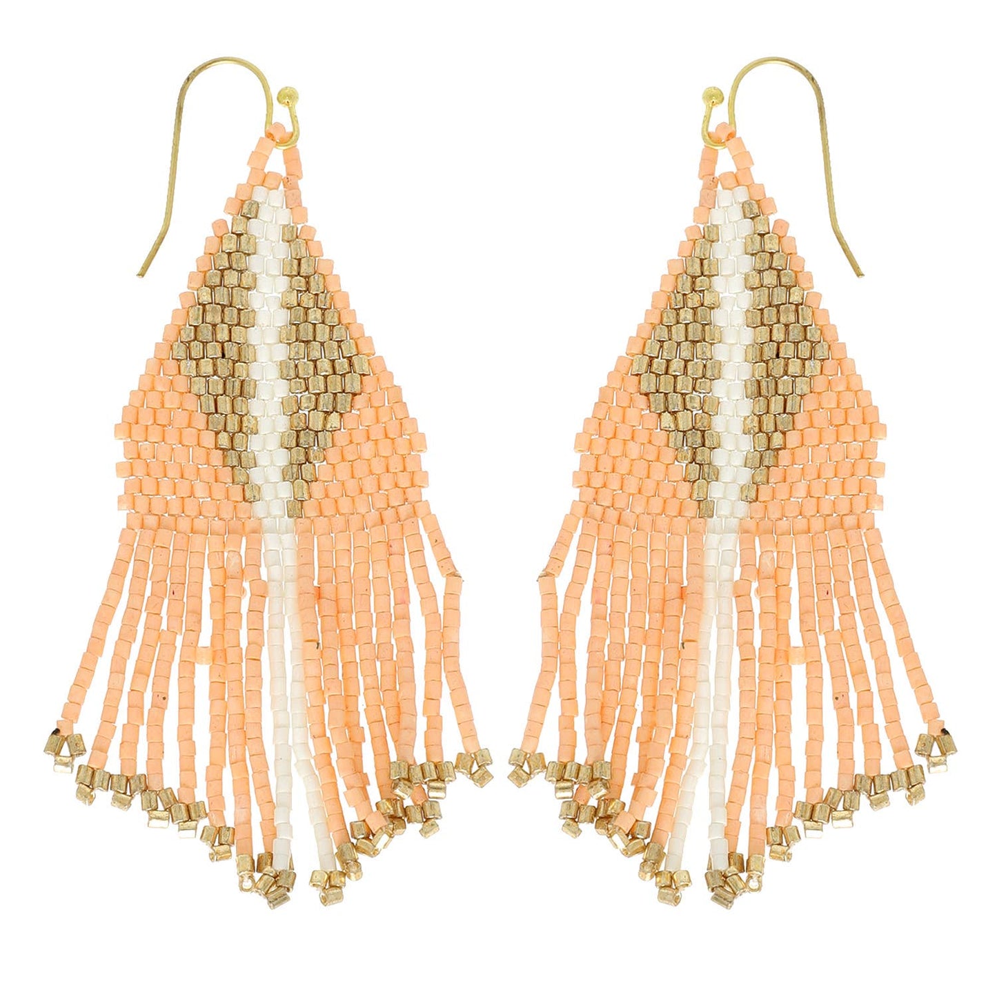 Western Native American Bead Fringe Earrings : Black