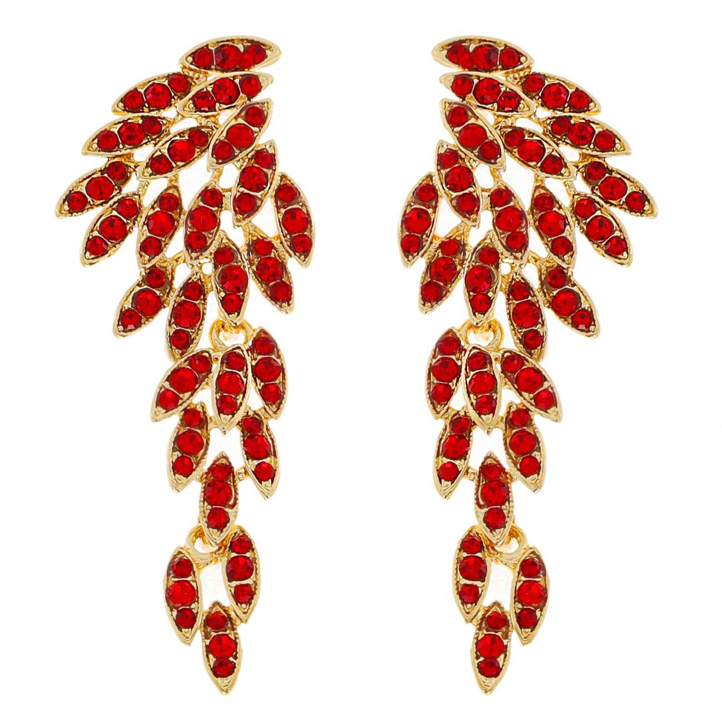 Wing Shaped Long Drop Crystal Cluster Earrings : Iridescent