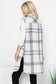 Wool Like Plaid Print Long Vest: Beige Off White