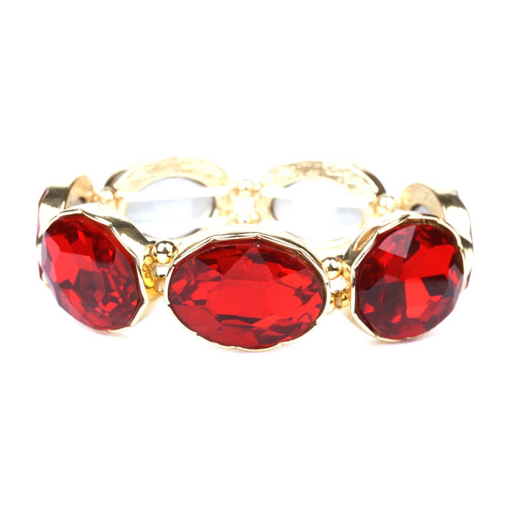 Oval Rhinestone Crystal Stretch Evening Bangle Bracelet: Gold Iridescent