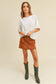 Blank Long Cropped Short Sleeve T-Shirt: VANILLA / S