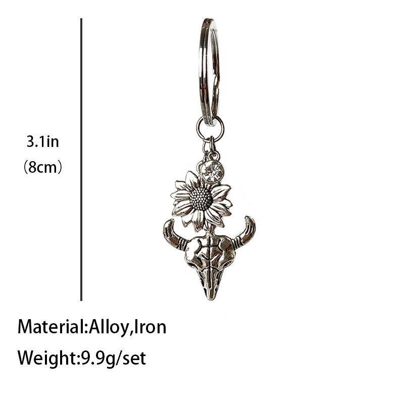 Western Style Cow Head Pendant Key Ring Creative Keychain-WJ: 2