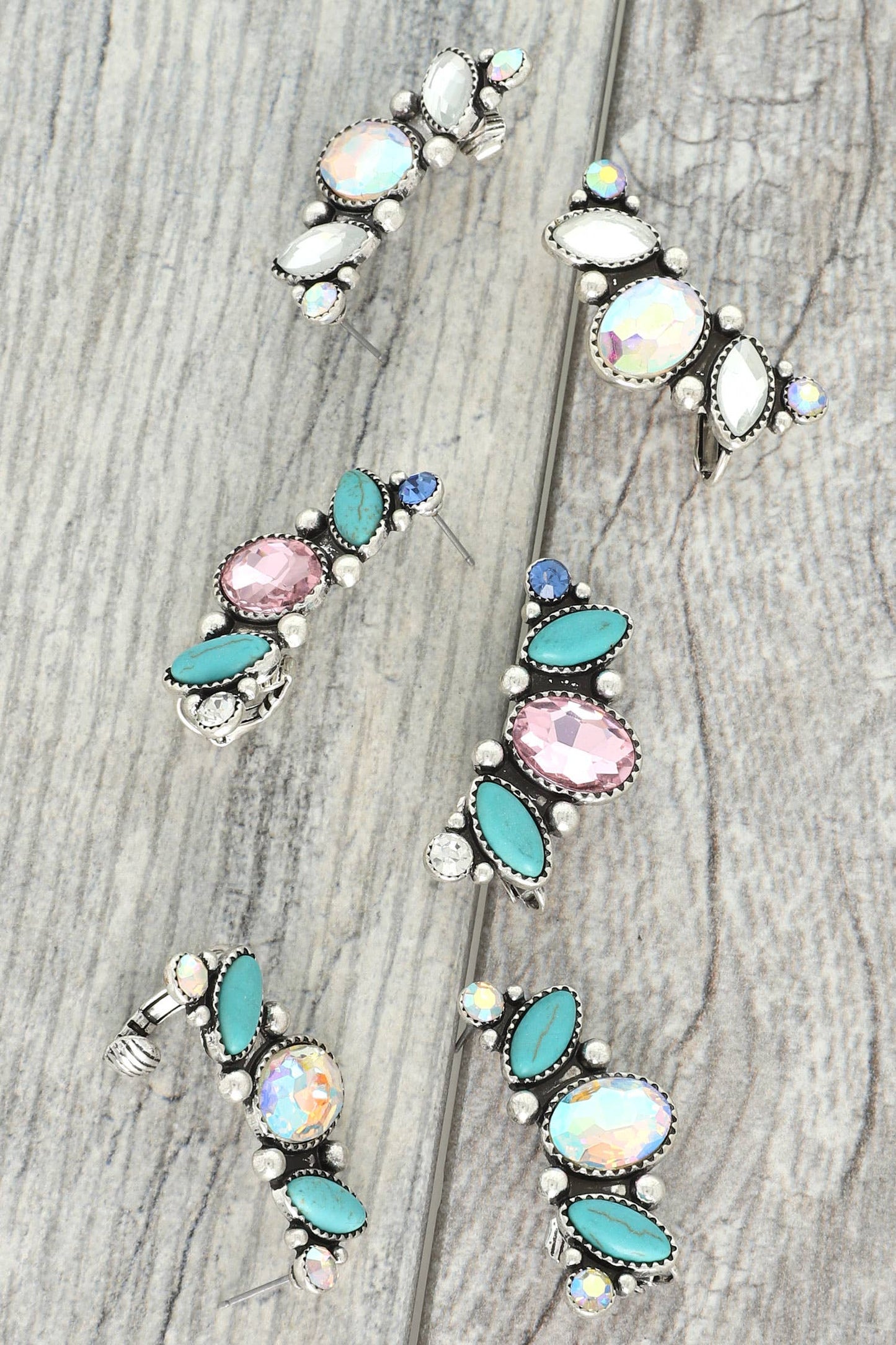 Western Turquoise Gemstone Climber Earrings: Turquoise