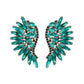 Colored Rhinestone Wing-shaped Earrings Bohemian Style: Green