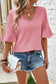 Ruffle Short Sleeve V-Neck Top: Peach Blossom / L