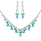 Teardrop Crystal Gemstone V-Shaped Necklace Set: Iridescent