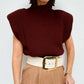 Turtleneck knit vest short sweater vest: Brown