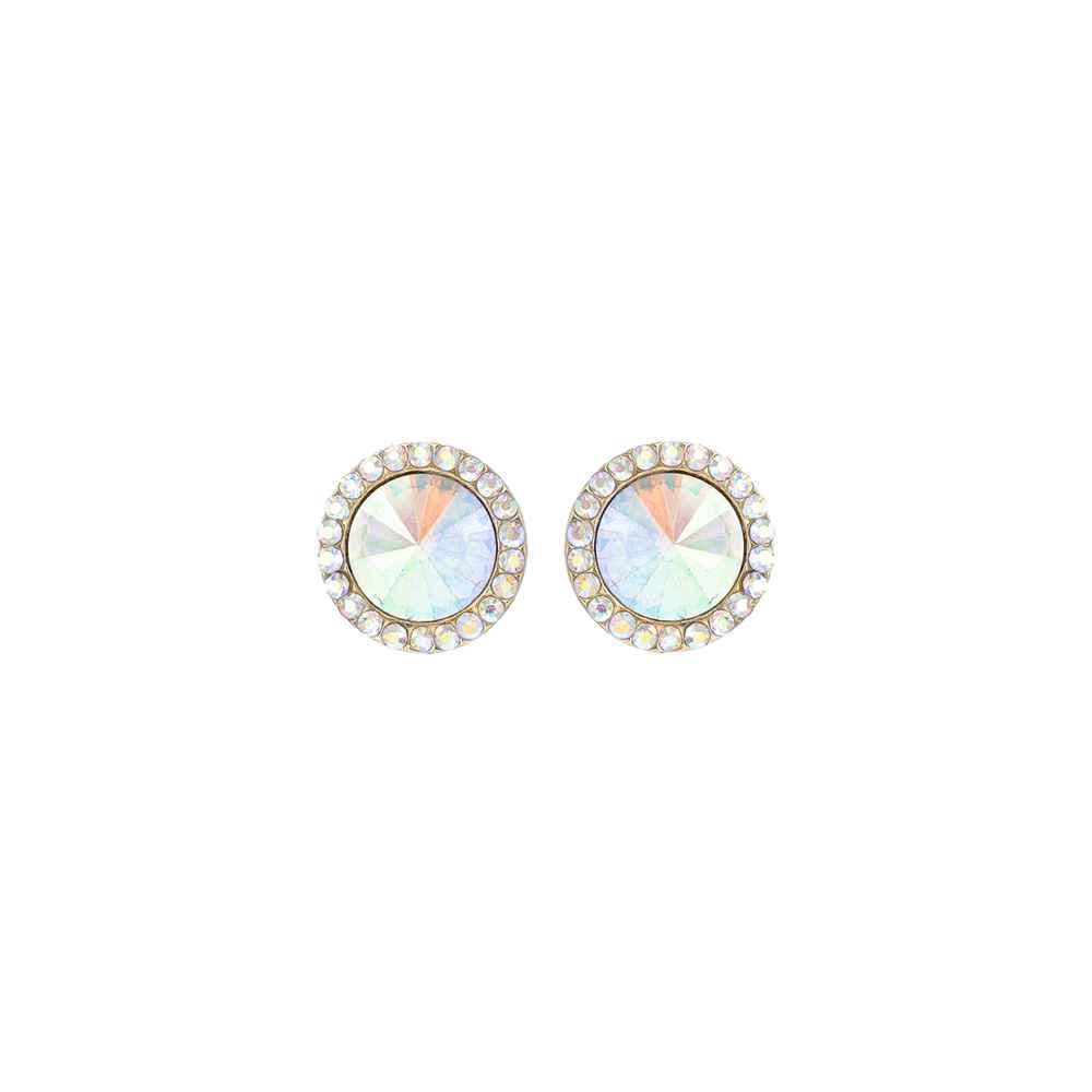 Vintage Style Crystal Halo Stud Earrings : Iridescent