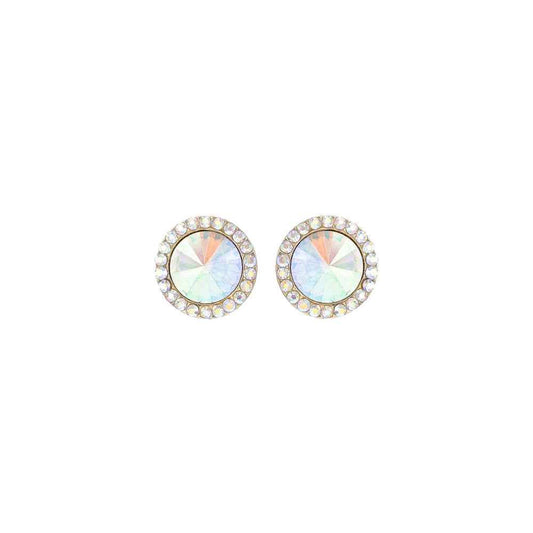 Vintage Style Crystal Halo Stud Earrings : Iridescent