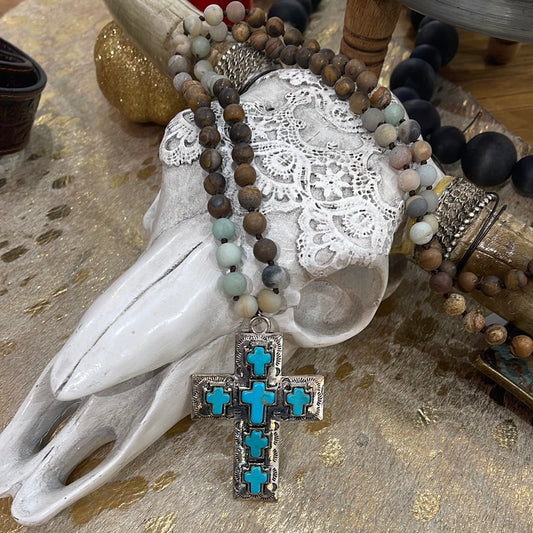 Beaded cross necklace