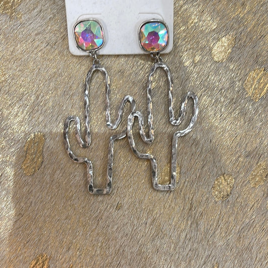 Silver cactus earrings