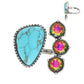 Western Jeweled 4-Stone Turquoise Cuff Ring: Iridescent
