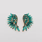 Colored Rhinestone Wing-shaped Earrings Bohemian Style: Green