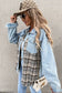 WOMEN DENIM PATCHWORK PLAID JACKET_CWJJ0050: LIGHTBLUE / (M) 1