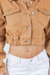 Women's Elasticated Waist Relaxed Fit Denim Jacket: TAN / L