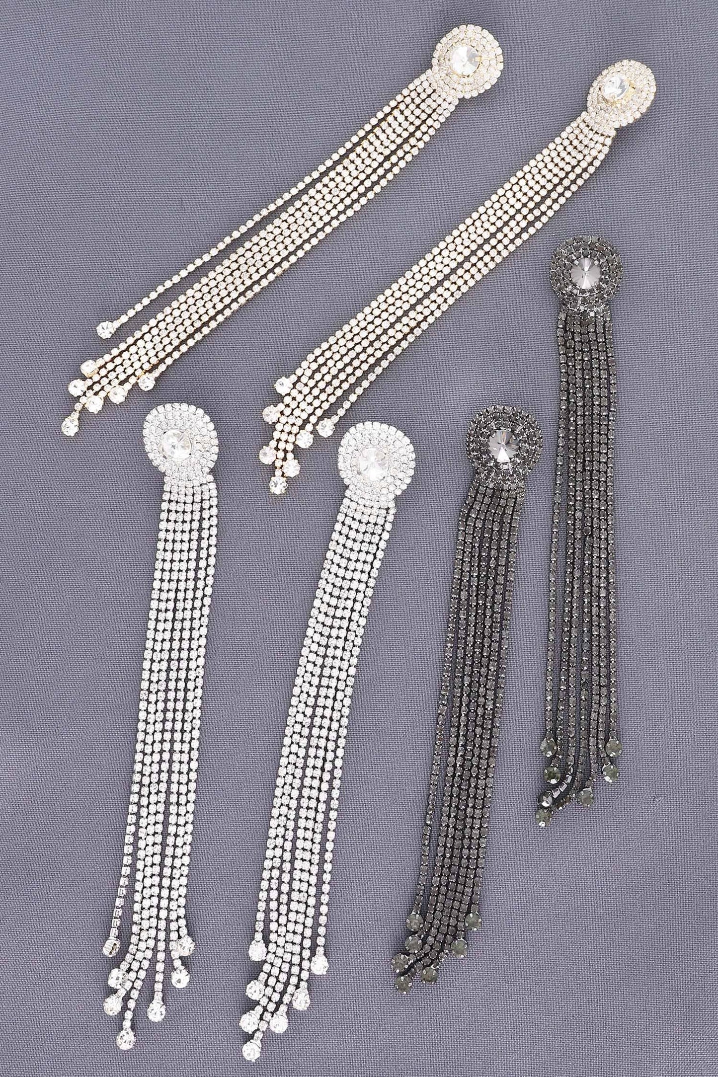 Crystal Rhinestone Tassel Long Drop Earrings: Gold