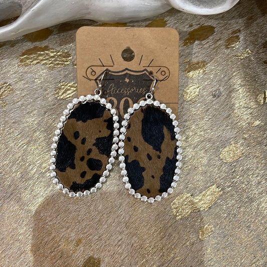 Black cowhide earrings