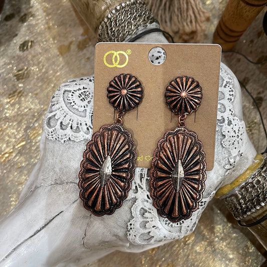 Copper metal earrings