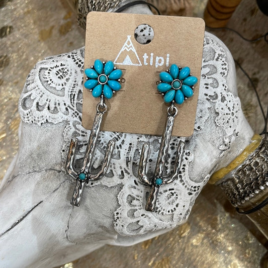 Turquoise cactus earrings