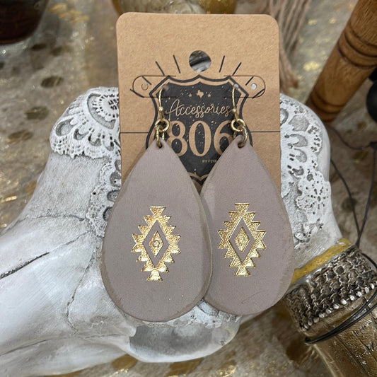 Aztec leather earrings