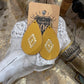 Mustard Aztec leather earrings