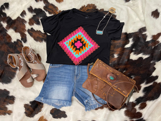 Black Cheyenne Aztec Tee