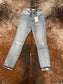 High Rise Button Rolled Cuff Skinny Jeans