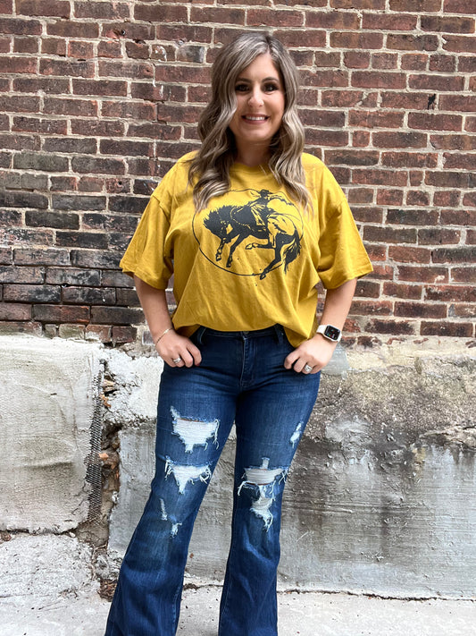 Yee Haw Cowboy Graphic Crop Tee