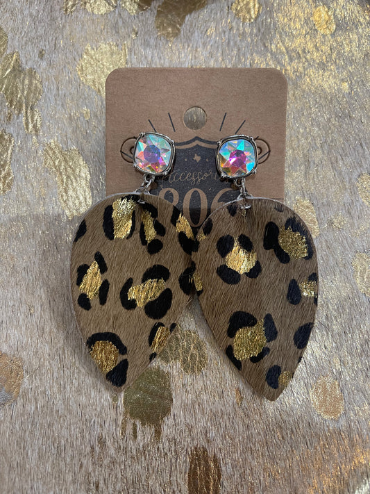 Brown faux fur earrings