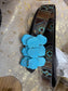 Blue Navajo turquoise leather belt with slab buckle