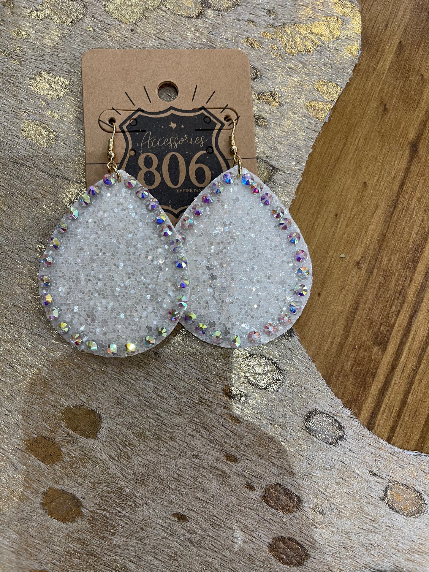 White glitter earrings