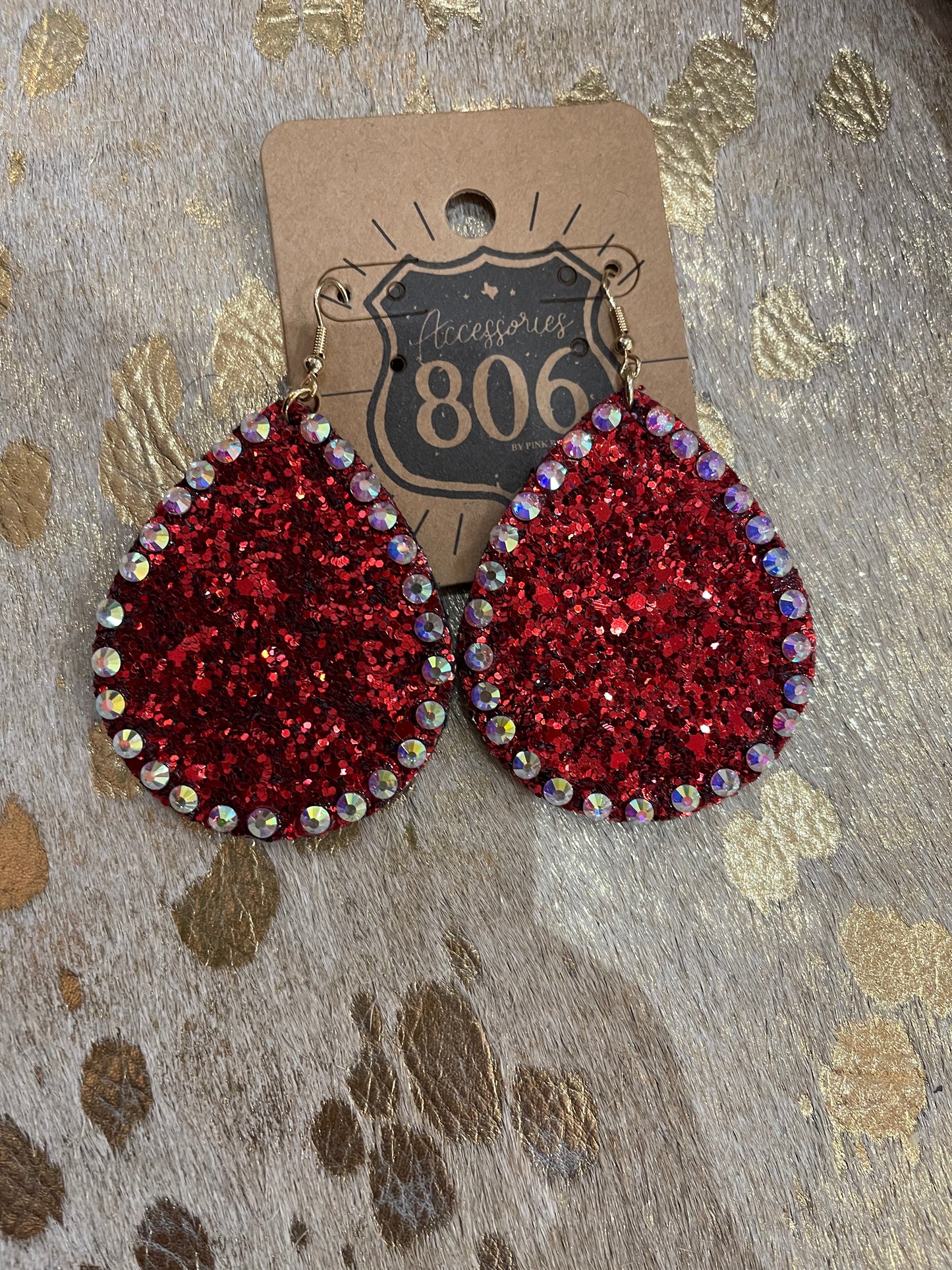 Red glitter earrings