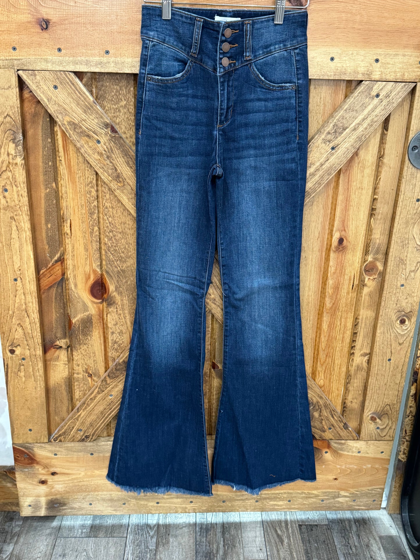 3 button flare leg denim