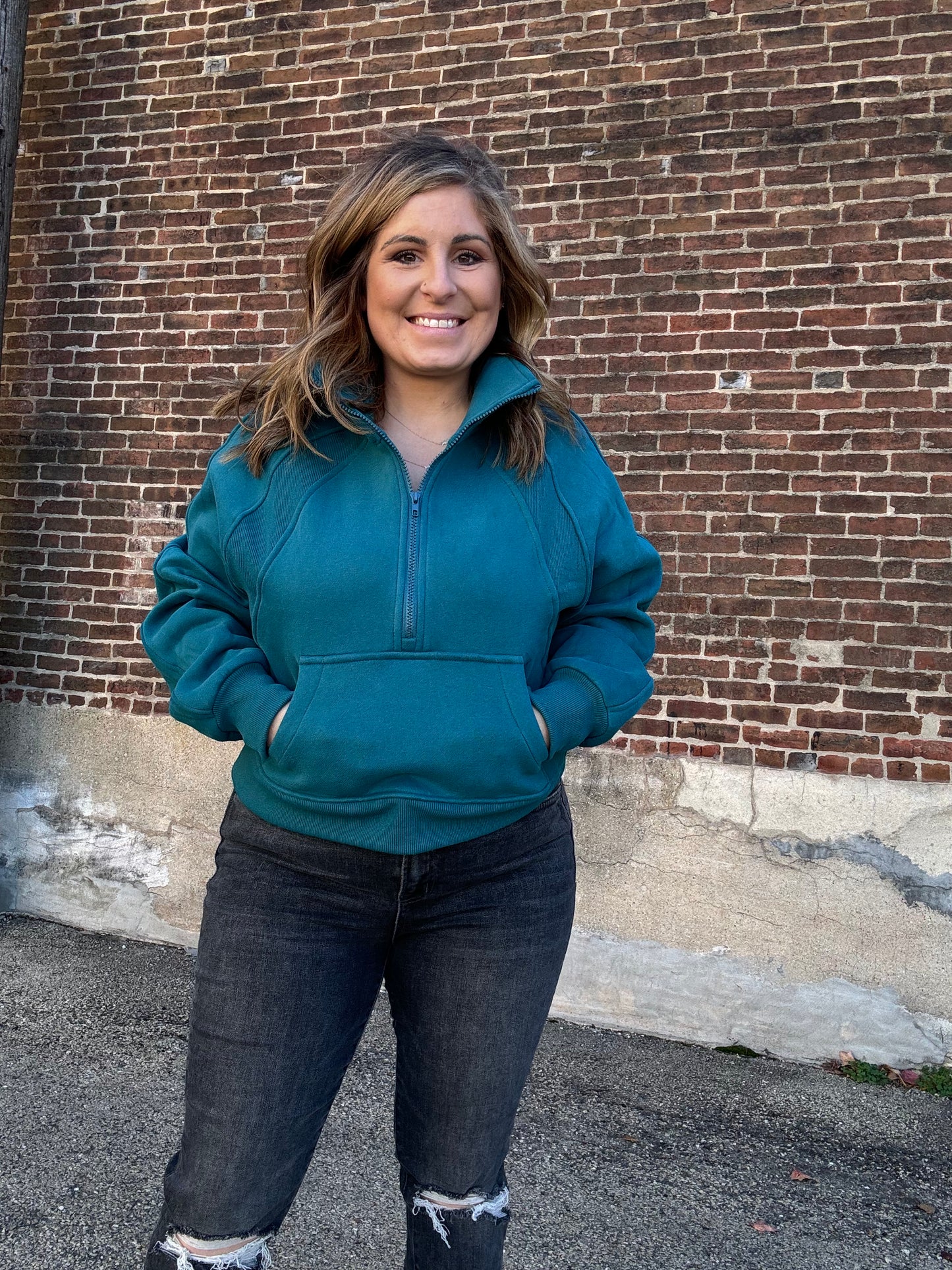 Turquoise 1/4 Zip Sweatshirt