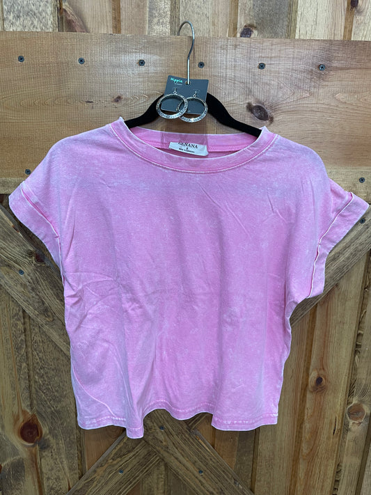 Pink Acid Washed Tee