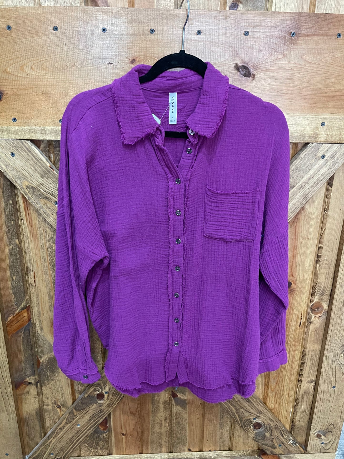 Dark Purple Raw Edge Buttondown