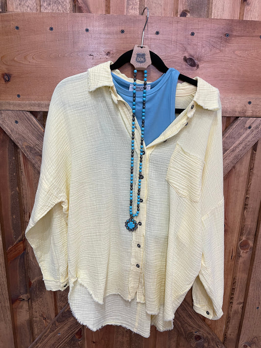 Yellow Raw Edge Buttondown