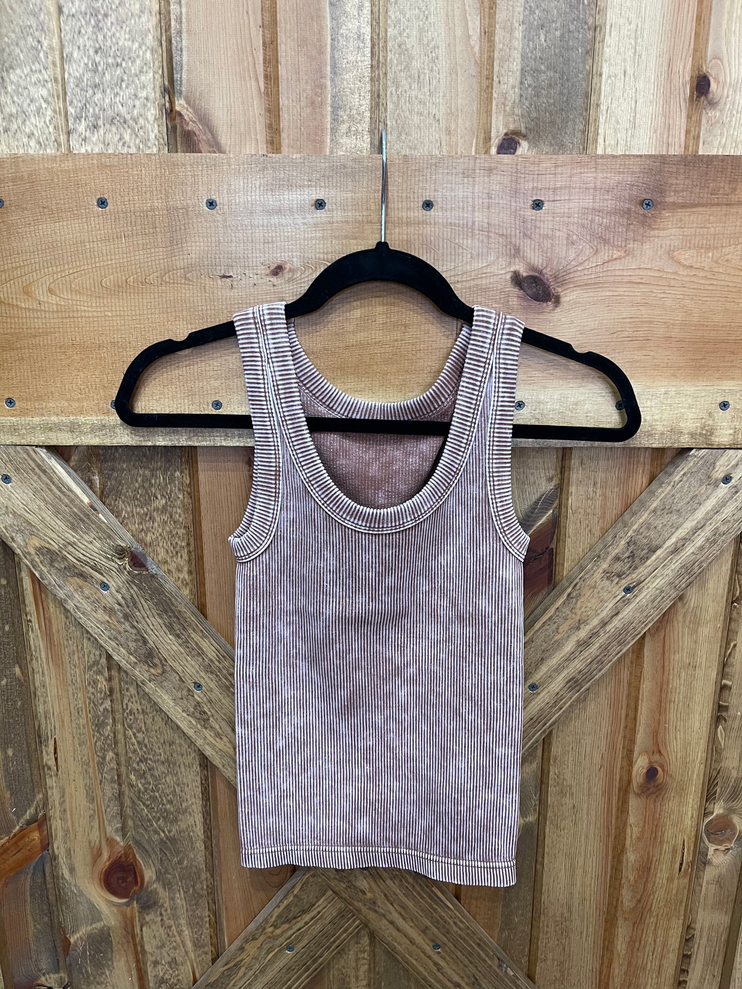 Brown Ribbed Tank